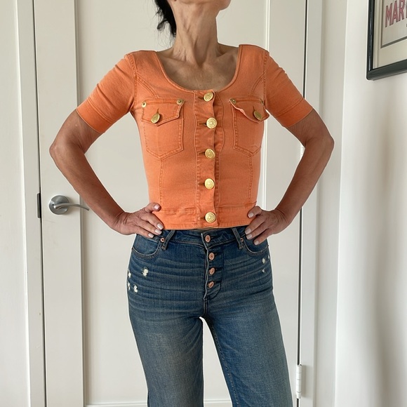 Moschino Tops - Moschino Vintage Jeans Orange Button Down Shirt